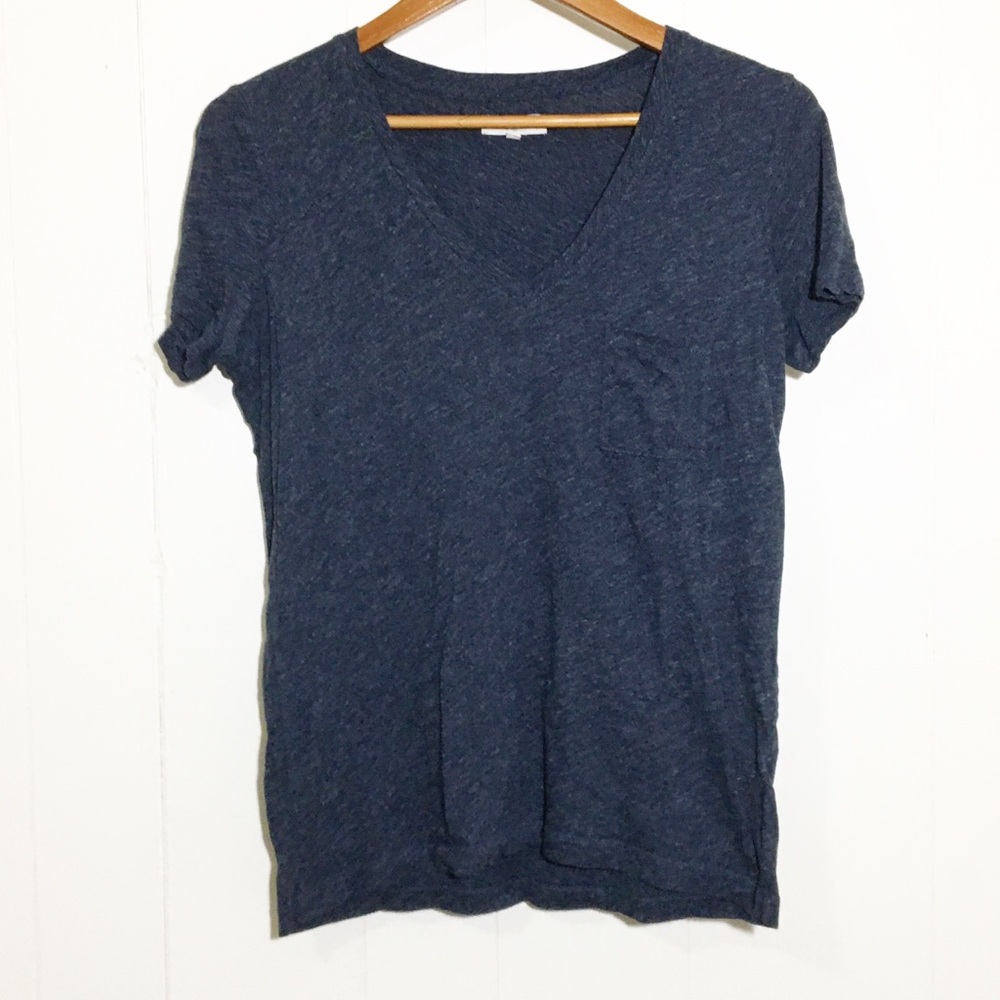 Madewell Navy Blue V Neck with Pocket